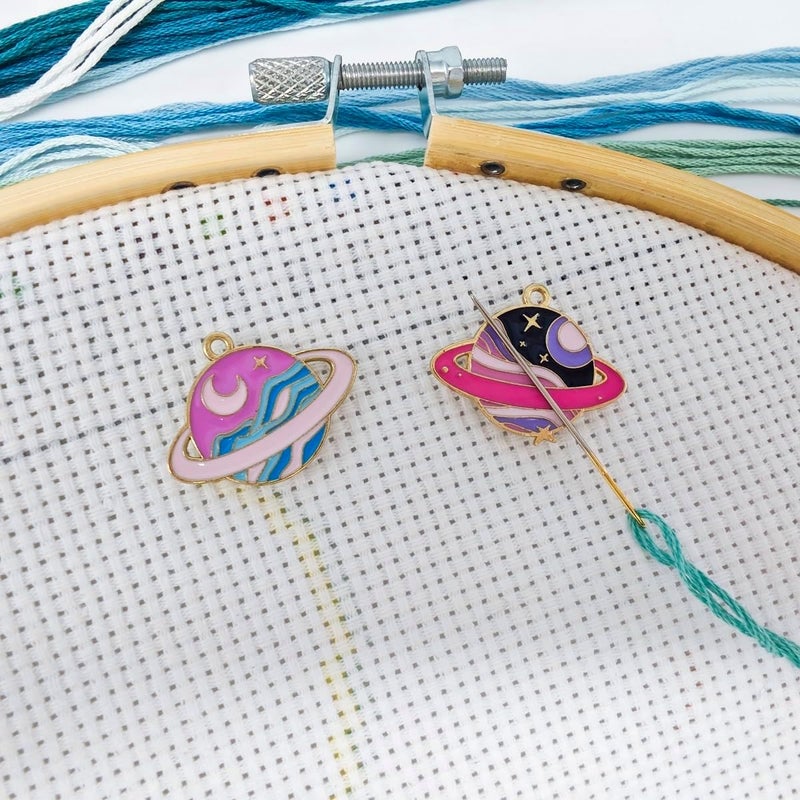 MAGNEECH 2pcs Planets Needle Minder，Magnetic Needle Minders for Cross Stitch and Embroidery - Keep Your Needles Secure - Image 1
